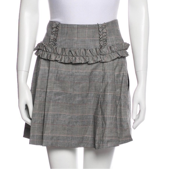 MARISSA WEBB Gray Plaid Mini Skirt with Ruffles - Picture 1 of 8